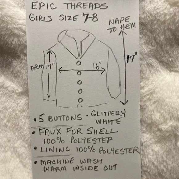 Epic Threads Cream Faux Fur Jacket for Kids - Picture 5 of 9